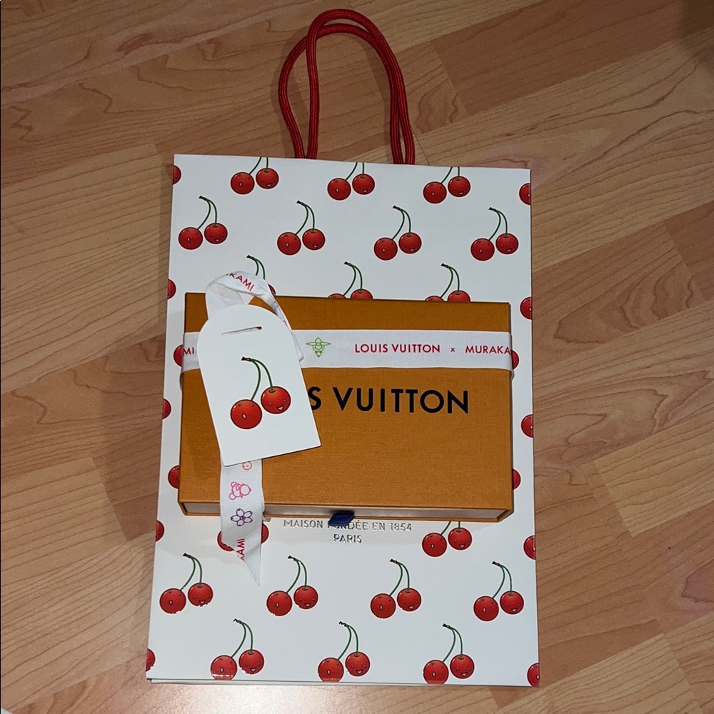 Louis Vuitton Murakami Cherry Pattern Bag, Ribbon, Cherry Tag, Box 8 x 5.5 x 1.2